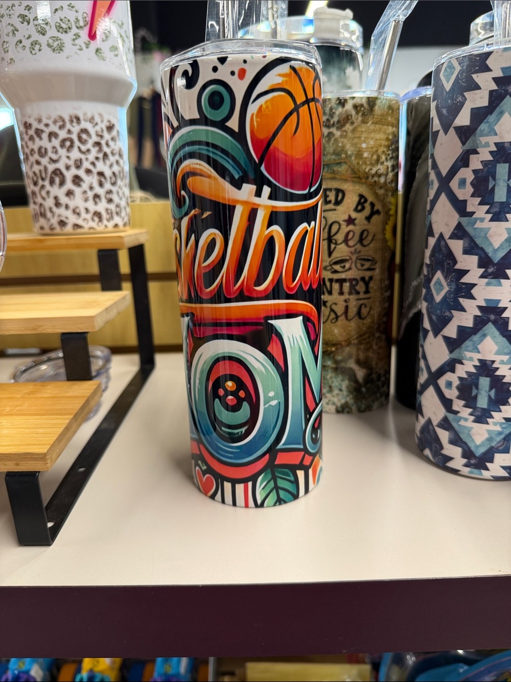 Basketball Graphic Stainless Travel Tumbler - Multicolor